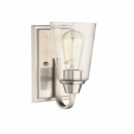 CRAFTMADE Grace 1 Light Wall sconce in Brushed Polished Nickel Clear seeded Glass 41901-BNK-Cs